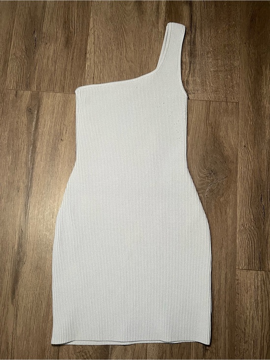 Babaton Dresses & Skirts - Babaton One Shoulder Ribbed Knit Mini Dress light blue XS